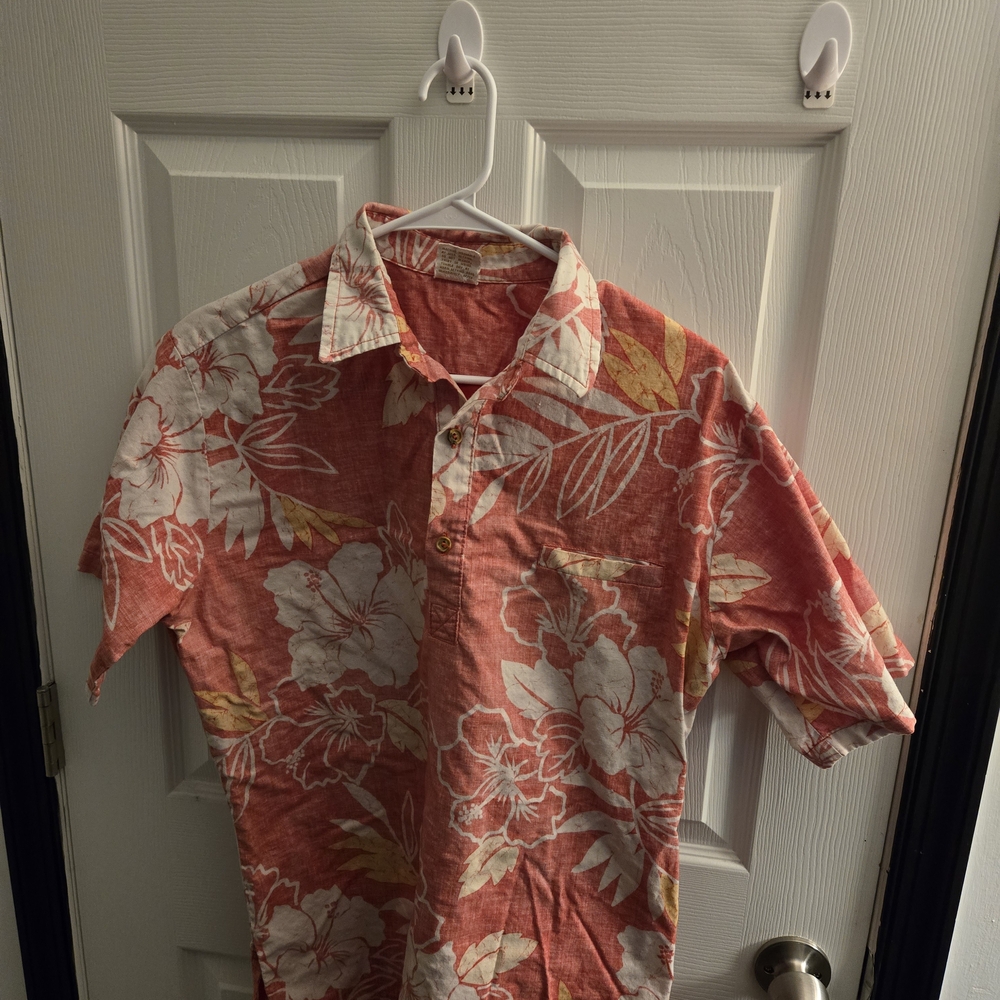 Vintage Barefoot In Paradise Hawaiian Print Shirt